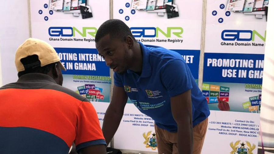 A GDNR Staff educating a participant at the tradefair